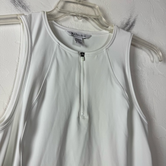 Athleta Dress Ace Tennis Athletic Workout Golf Running Solid White Zip Down Knit - Picture 3 of 7
